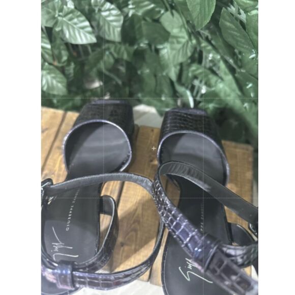 Giuseppe Zanotti Platform Heeled Sandal 40 Square Peep Toe Cocktail Navy Betty - Picture 5 of 9